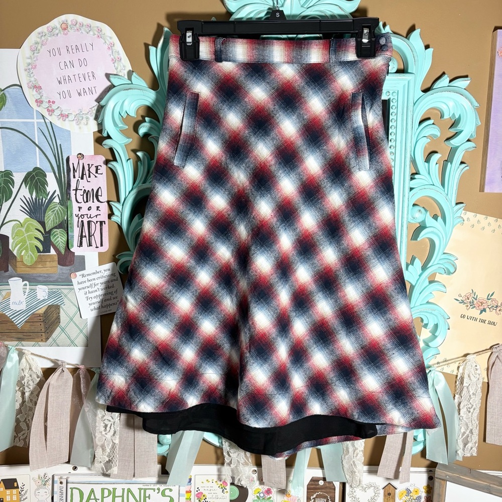 Myrtlewood Of California Plaid Skirt Red White Blue Retro Vintage Vibes Size S